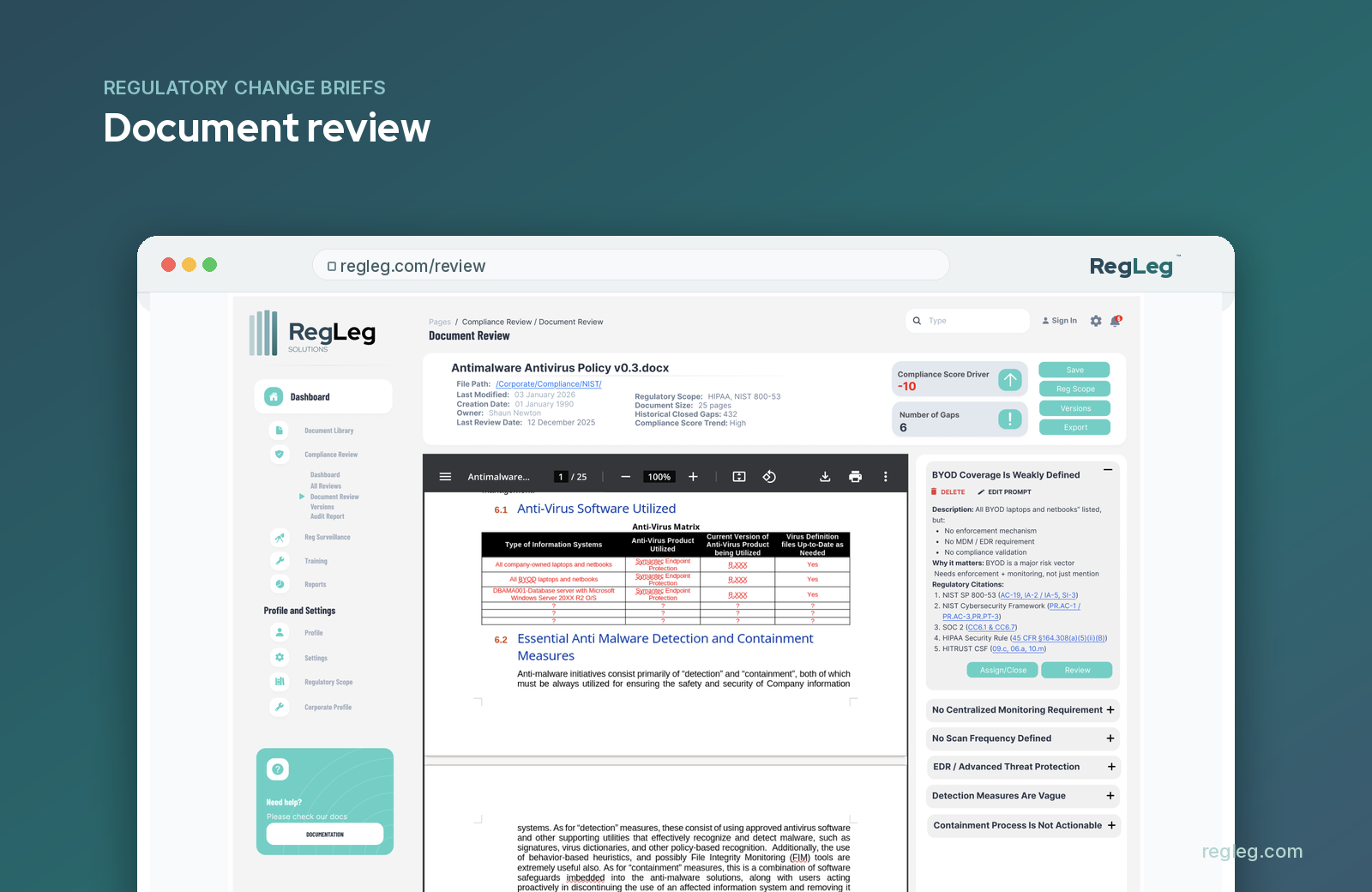 Document review, RegLeg platform